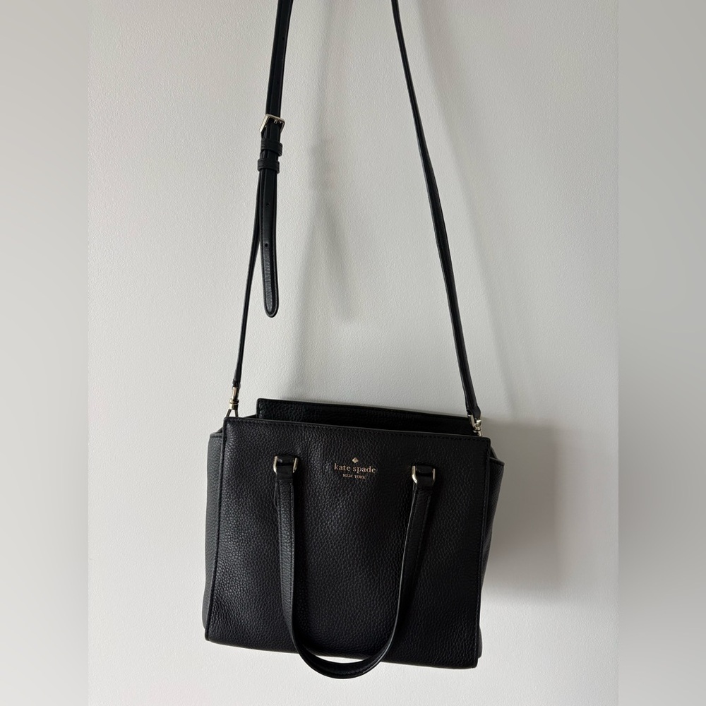 KATE SPADE Black Leather Shoulder Tote Bag